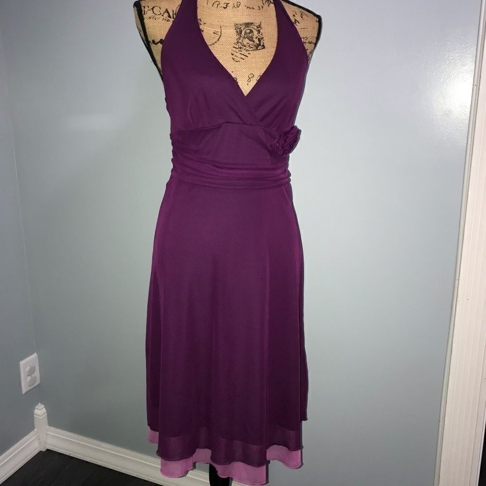 Speeckless Medium purple midi Halter V-neck dress